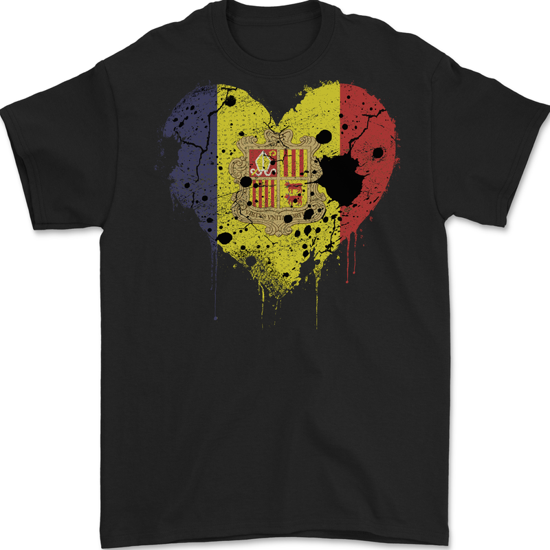 Love Andorra Flag Andorran Day Football Mens Gildan Cotton T-Shirt Black