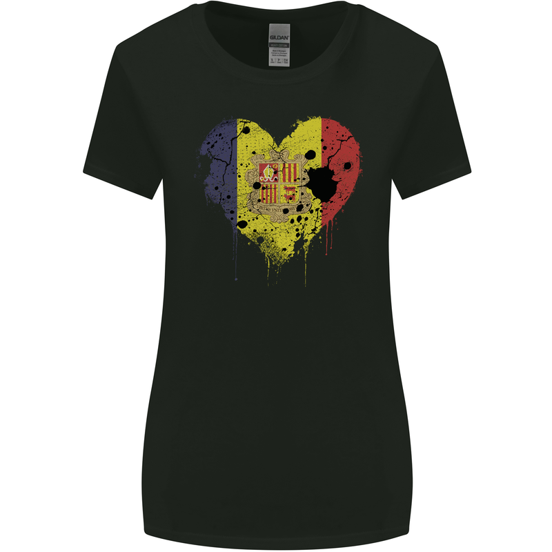 Love Andorra Flag Andorran Day Football Womens Wider Cut T-Shirt Black