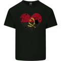 Love Angola Flag Angolan Day Football Mens Cotton T-Shirt Tee Top Black
