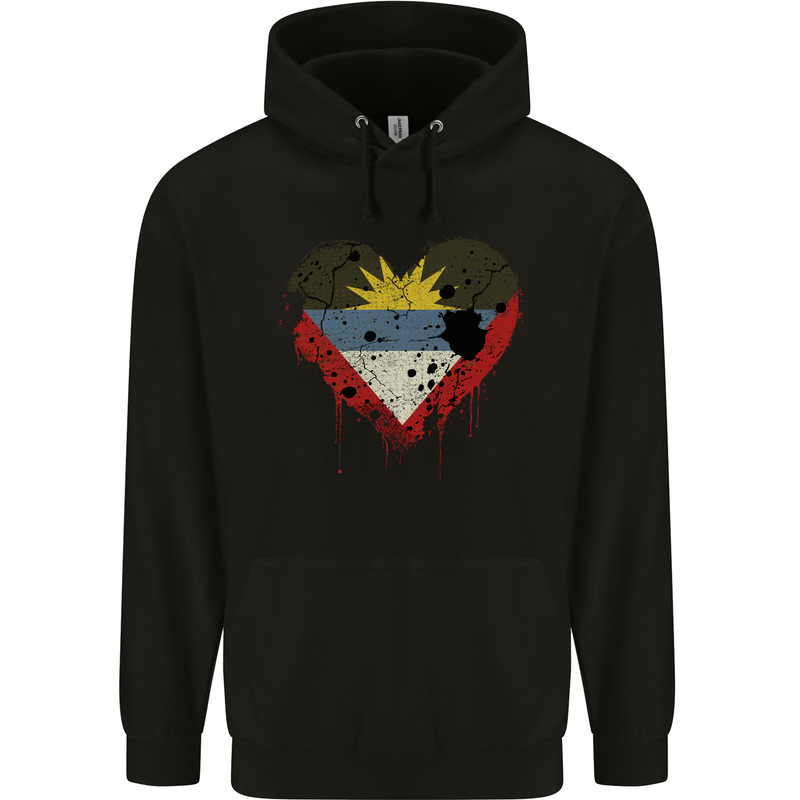 Love Antigua and Barbuda Flag Day Football Childrens Kids Hoodie Black