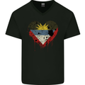 Love Antigua and Barbuda Flag Day Football Mens V-Neck Cotton T-Shirt Black