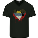 Love Antigua and Barbuda Flag Day Football Mens V-Neck Cotton T-Shirt Black