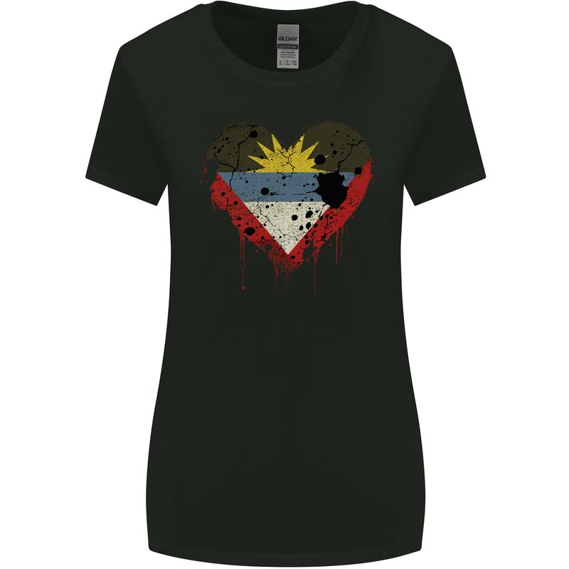 Love Antigua and Barbuda Flag Day Football Womens Wider Cut T-Shirt Black