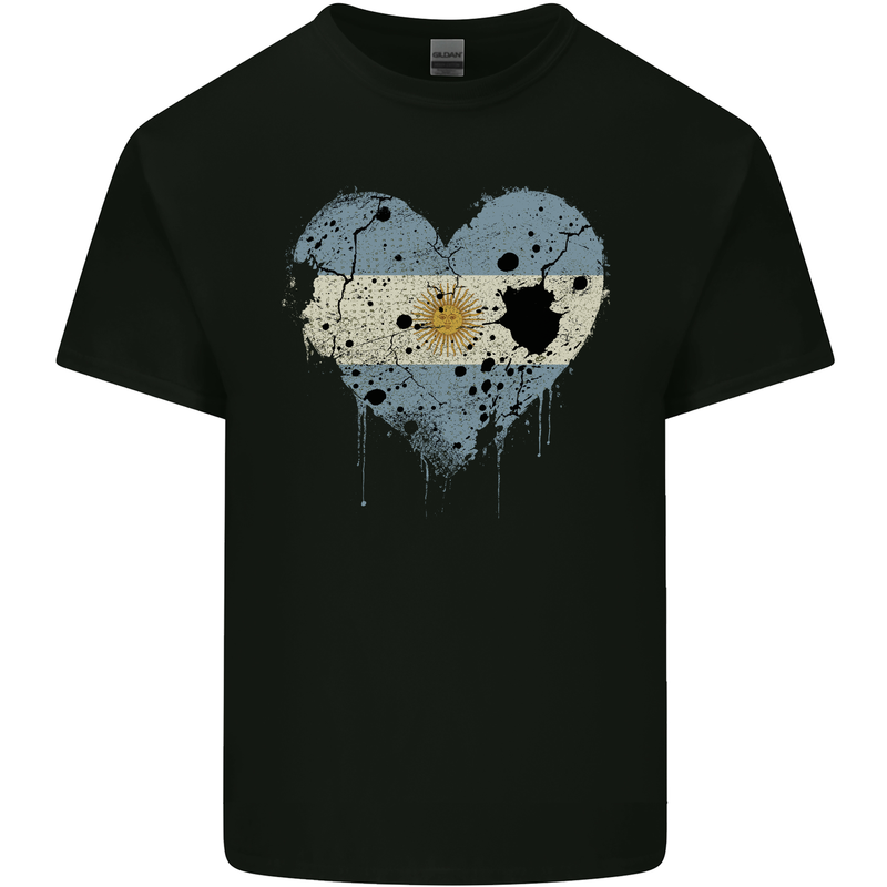 Love Argentina Flag Argentinian Day Football Mens Cotton T-Shirt Tee Top Black