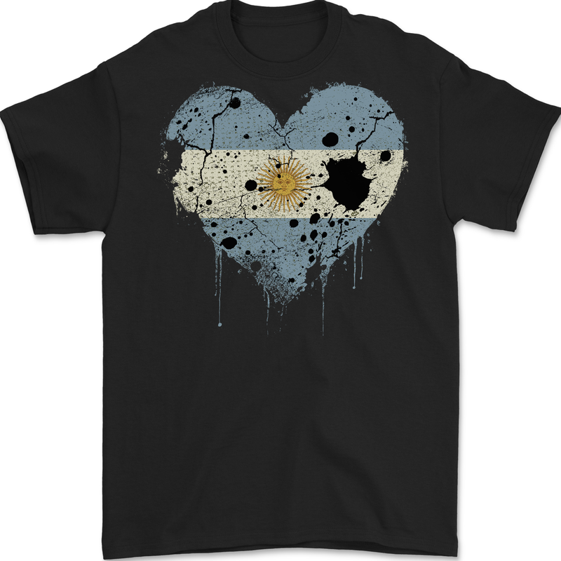 Love Argentina Flag Argentinian Day Football Mens Gildan Cotton T-Shirt Black