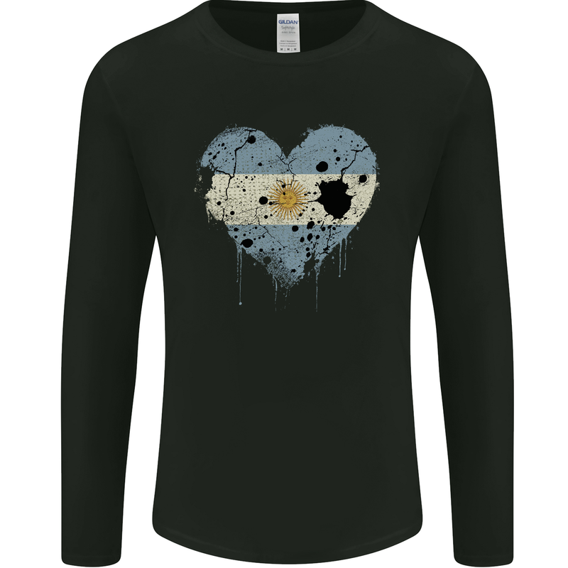 Love Argentina Flag Argentinian Day Football Mens Long Sleeve T-Shirt Black