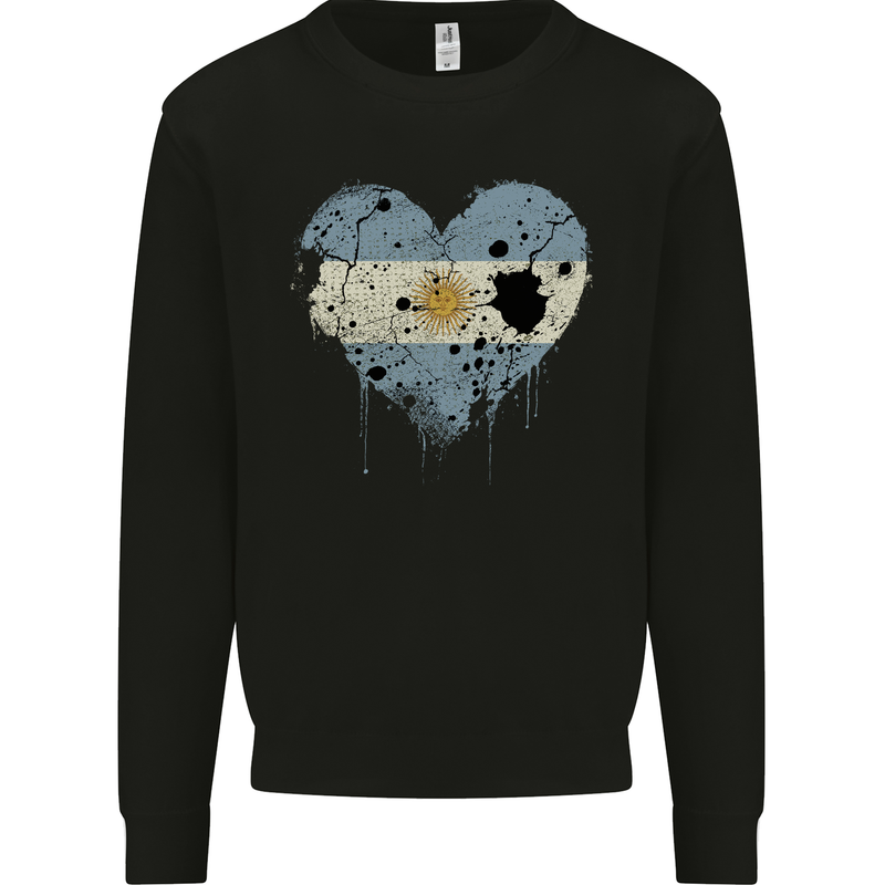 Love Argentina Flag Argentinian Day Football Mens Sweatshirt Jumper Black