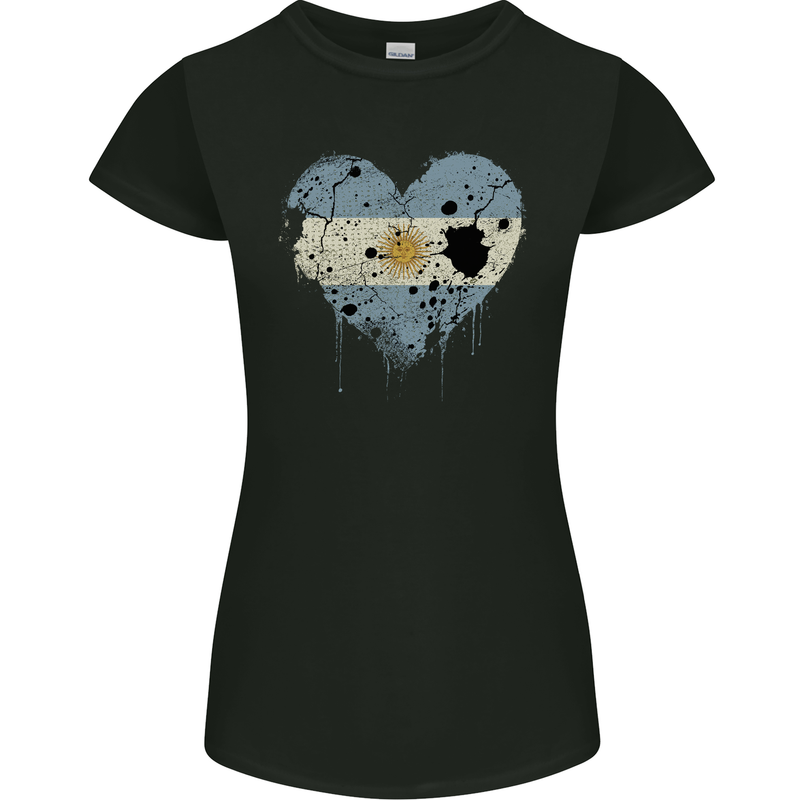 Love Argentina Flag Argentinian Day Football Womens Petite Cut T-Shirt Black