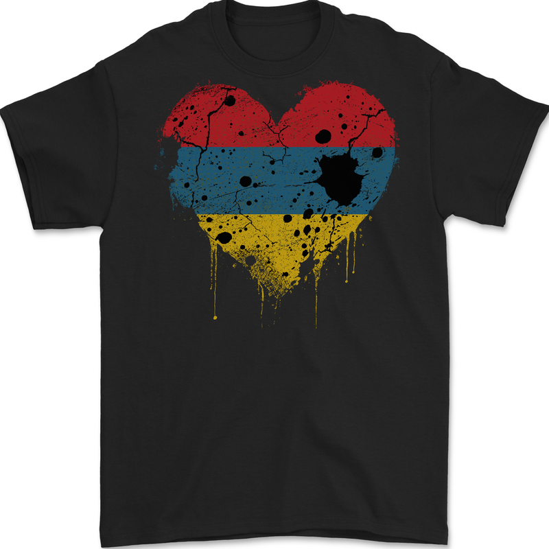 Love Armenia Flag Armenian Day Football Mens Gildan Cotton T-Shirt Black