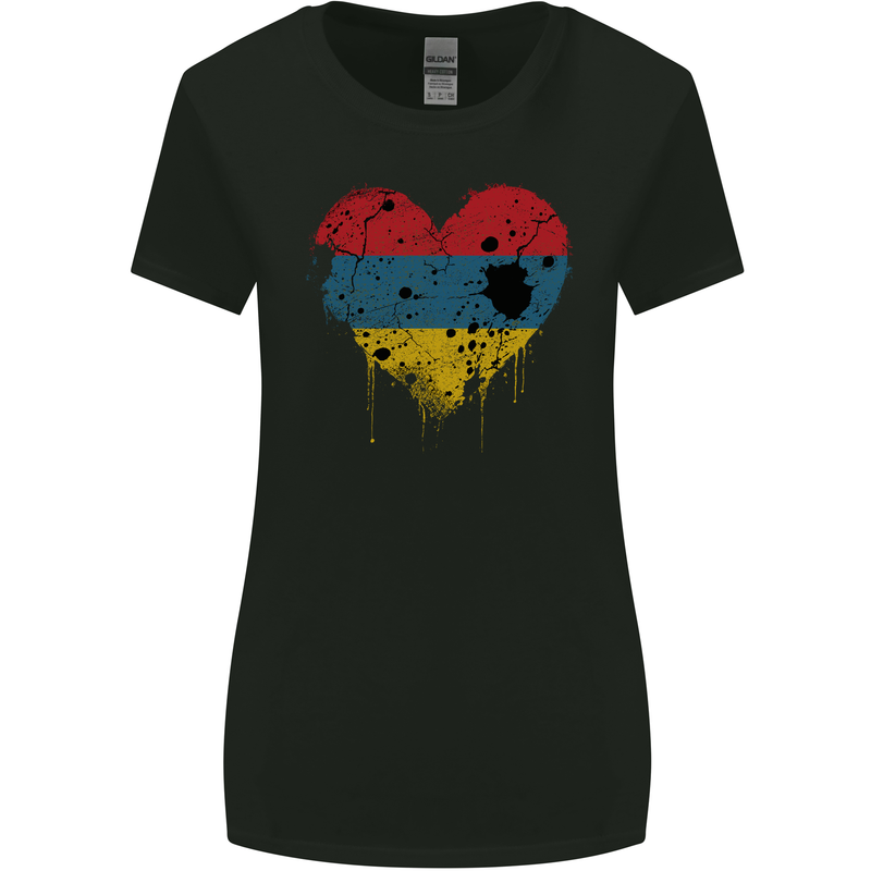 Love Armenia Flag Armenian Day Football Womens Wider Cut T-Shirt Black