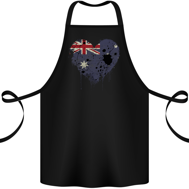 Love Australia Flag Australian Day Football Cotton Apron 100% Organic Black