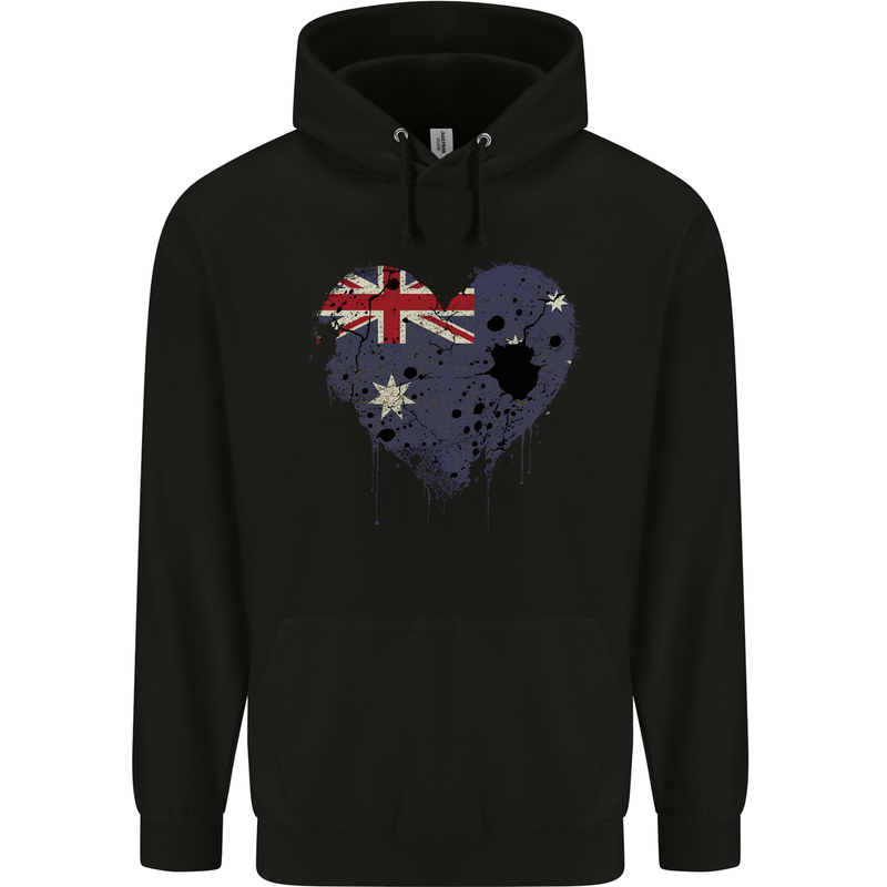 Love Australia Flag Australian Day Football Mens 80% Cotton Hoodie Black