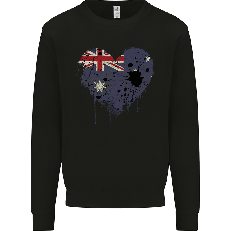 Love Australia Flag Australian Day Football Mens Sweatshirt Jumper Black