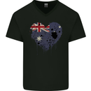 Love Australia Flag Australian Day Football Mens V-Neck Cotton T-Shirt Black