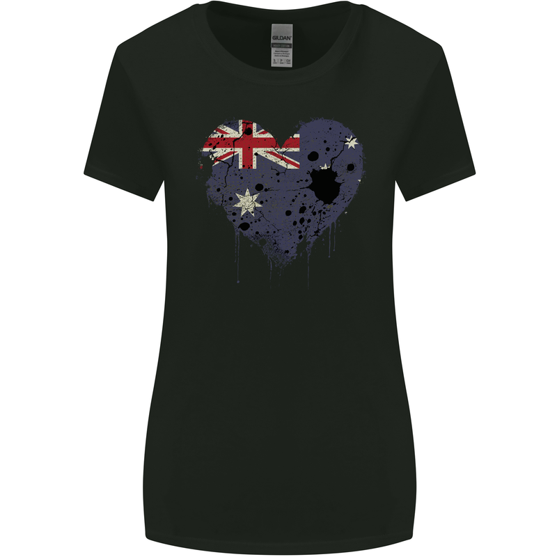 Love Australia Flag Australian Day Football Womens Wider Cut T-Shirt Black