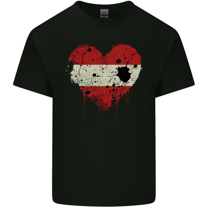 Love Austria Flag Austrian Day Football Mens Cotton T-Shirt Tee Top Black