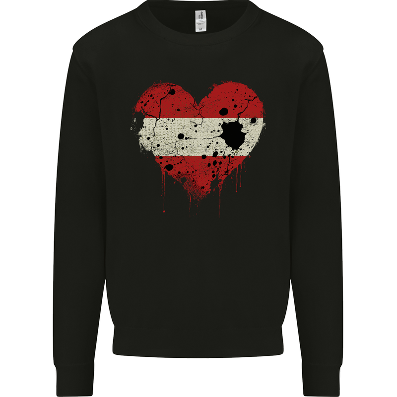 Love Austria Flag Austrian Day Football Mens Sweatshirt Jumper Black