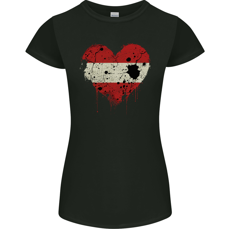 Love Austria Flag Austrian Day Football Womens Petite Cut T-Shirt Black