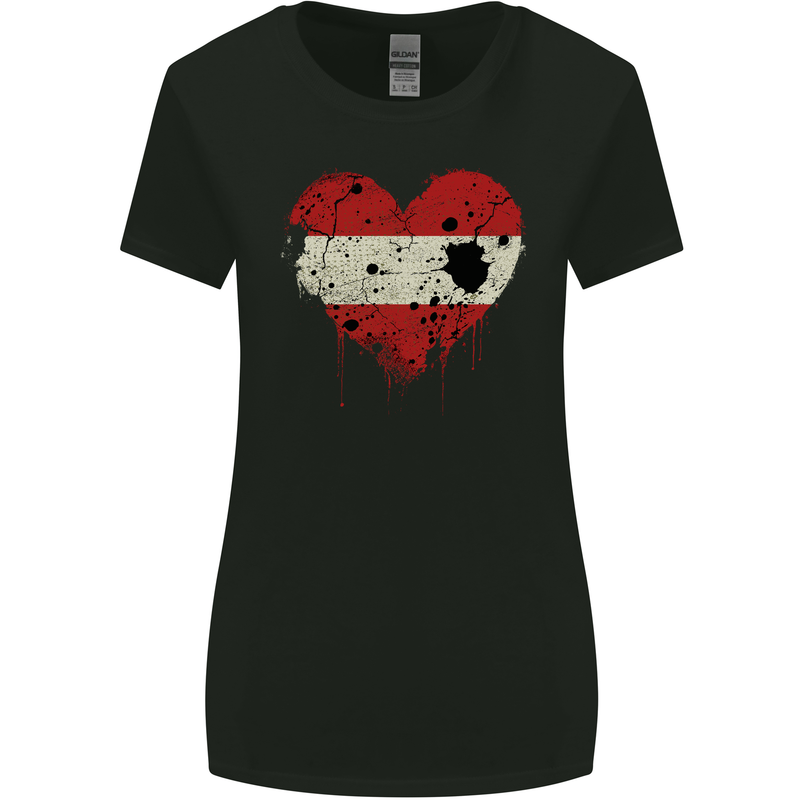 Love Austria Flag Austrian Day Football Womens Wider Cut T-Shirt Black
