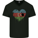 Love Azerbaijan Flag Azerbaijani Day Football Mens V-Neck Cotton T-Shirt Black