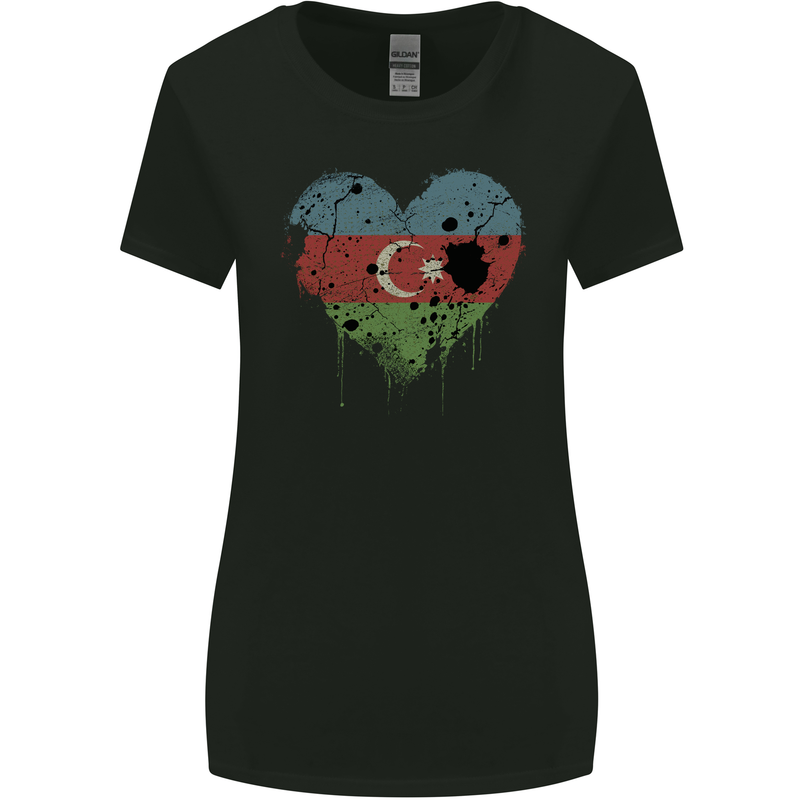 Love Azerbaijan Flag Azerbaijani Day Football Womens Wider Cut T-Shirt Black