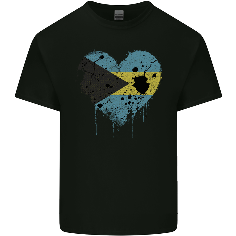 Love Bahamas Flag Bahamians Day Football Mens Cotton T-Shirt Tee Top Black