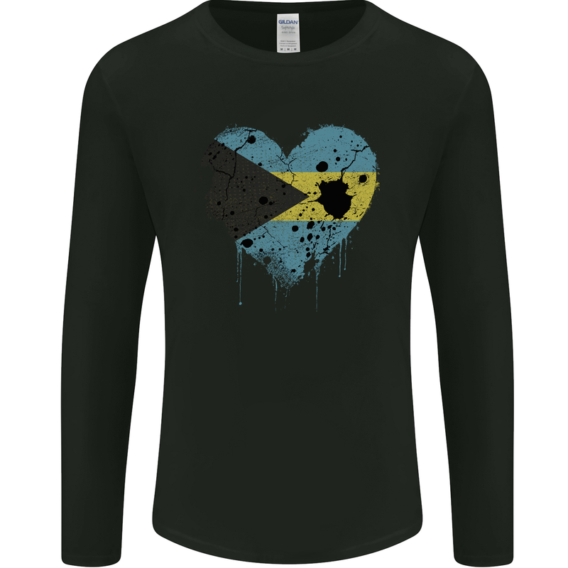 Love Bahamas Flag Bahamians Day Football Mens Long Sleeve T-Shirt Black