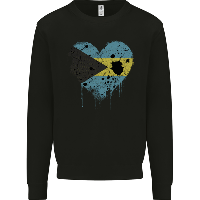 Love Bahamas Flag Bahamians Day Football Mens Sweatshirt Jumper Black