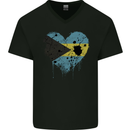 Love Bahamas Flag Bahamians Day Football Mens V-Neck Cotton T-Shirt Black