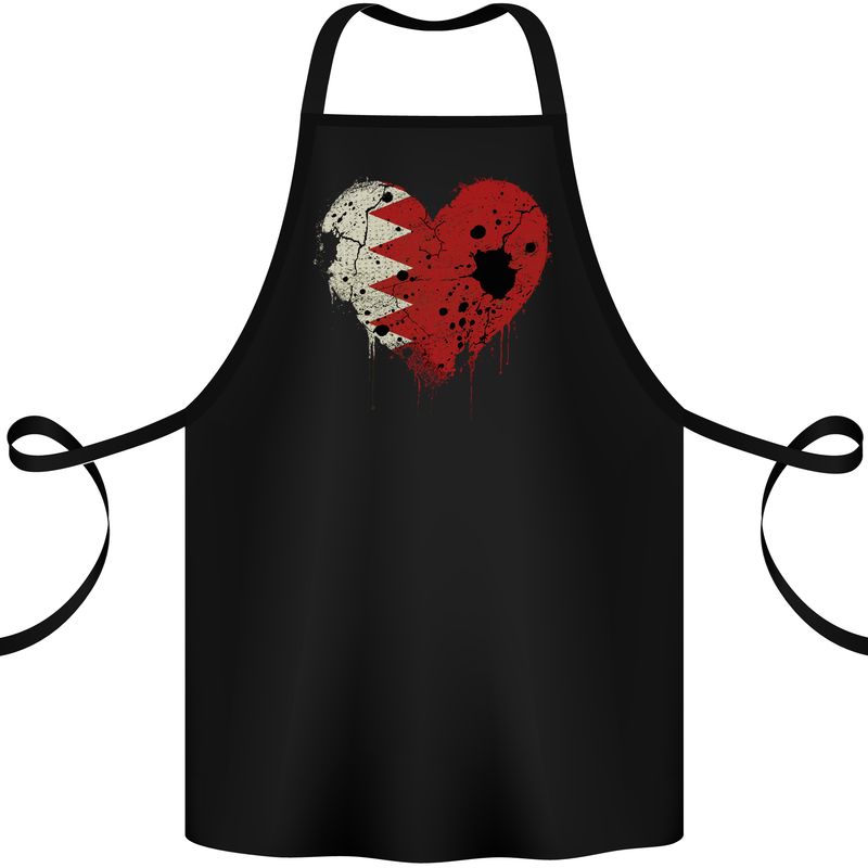 Love Bahrain Flag Bahraini Day Football Cotton Apron 100% Organic Black