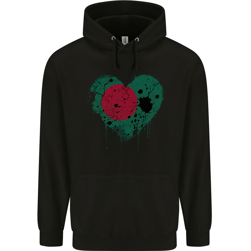 Love Bangladesh Flag Bangladeshi Day Football Childrens Kids Hoodie Black
