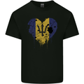 Love Barbados Flag Barbadians Day Football Mens Cotton T-Shirt Tee Top Black