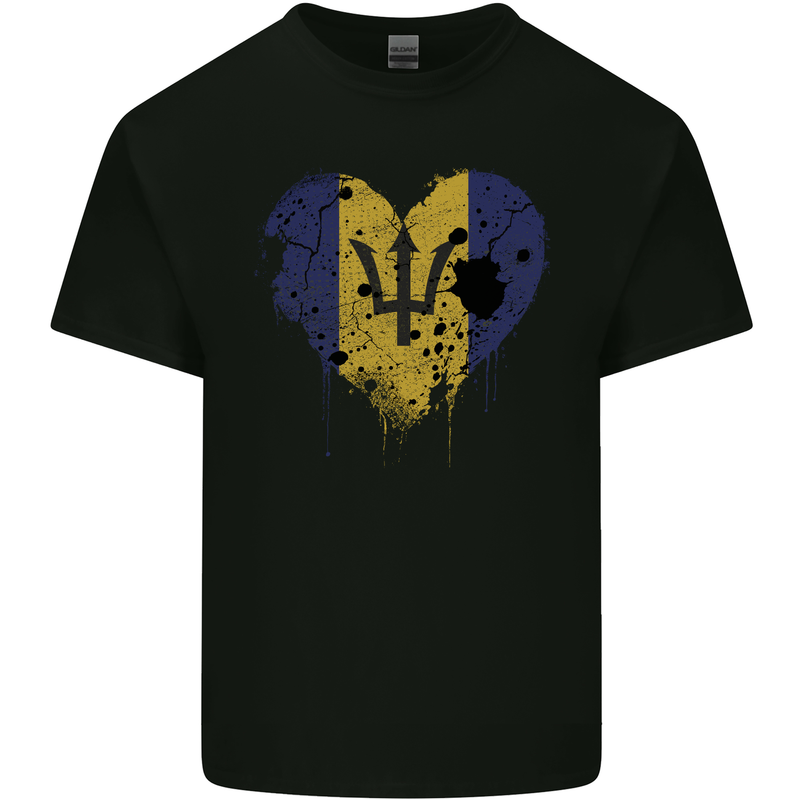 Love Barbados Flag Barbadians Day Football Mens Cotton T-Shirt Tee Top Black
