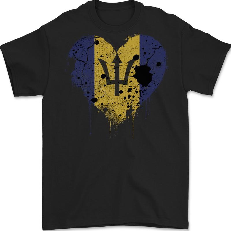 Love Barbados Flag Barbadians Day Football Mens Gildan Cotton T-Shirt Black