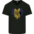Love Barbados Flag Barbadians Day Football Mens V-Neck Cotton T-Shirt Black