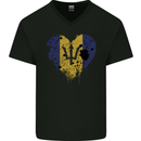 Love Barbados Flag Barbadians Day Football Mens V-Neck Cotton T-Shirt Black
