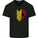 Love Belgium Flag Belgian Day Football Mens V-Neck Cotton T-Shirt Black