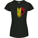 Love Belgium Flag Belgian Day Football Womens Petite Cut T-Shirt Black