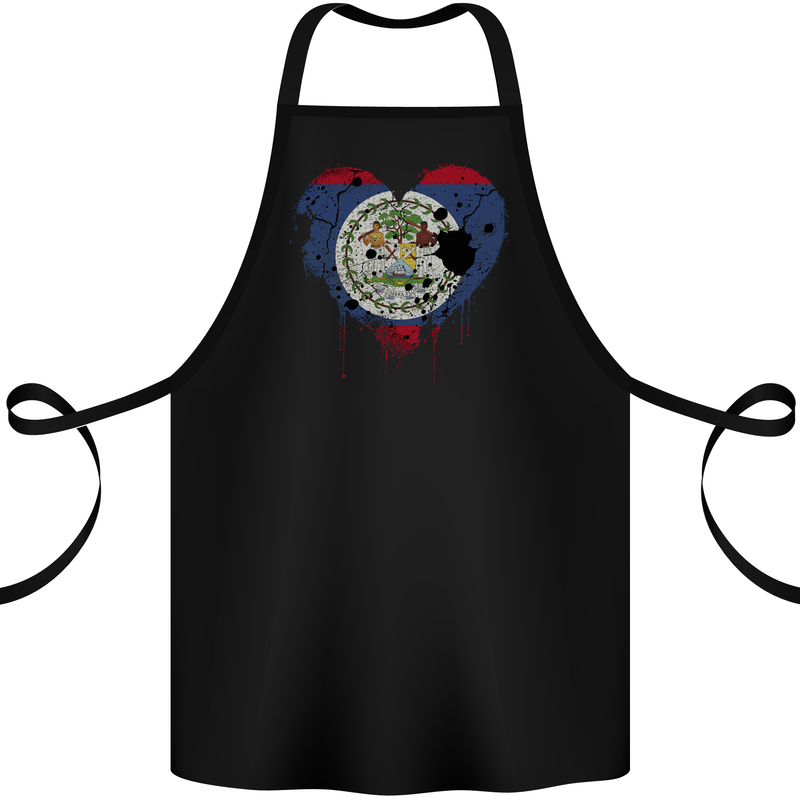 Love Belize Flag Belizean Day Football Cotton Apron 100% Organic Black
