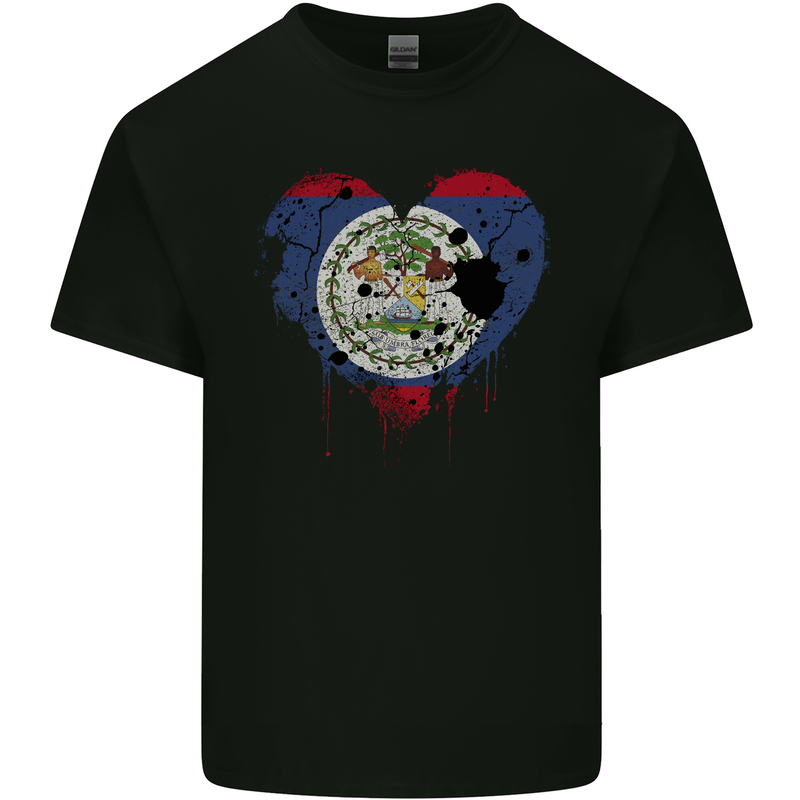 Love Belize Flag Belizean Day Football Mens Cotton T-Shirt Tee Top Black