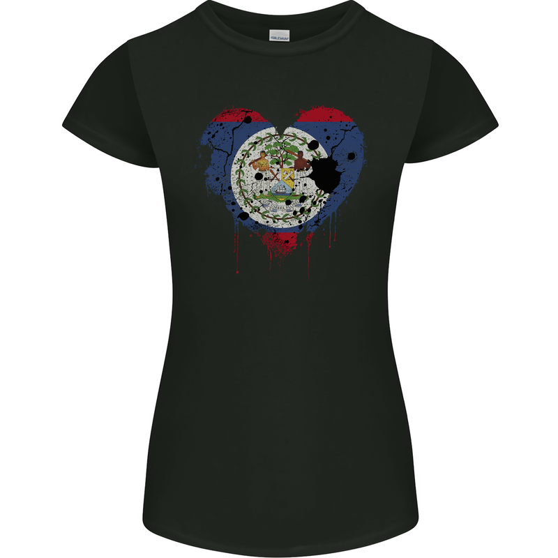 Love Belize Flag Belizean Day Football Womens Petite Cut T-Shirt Black