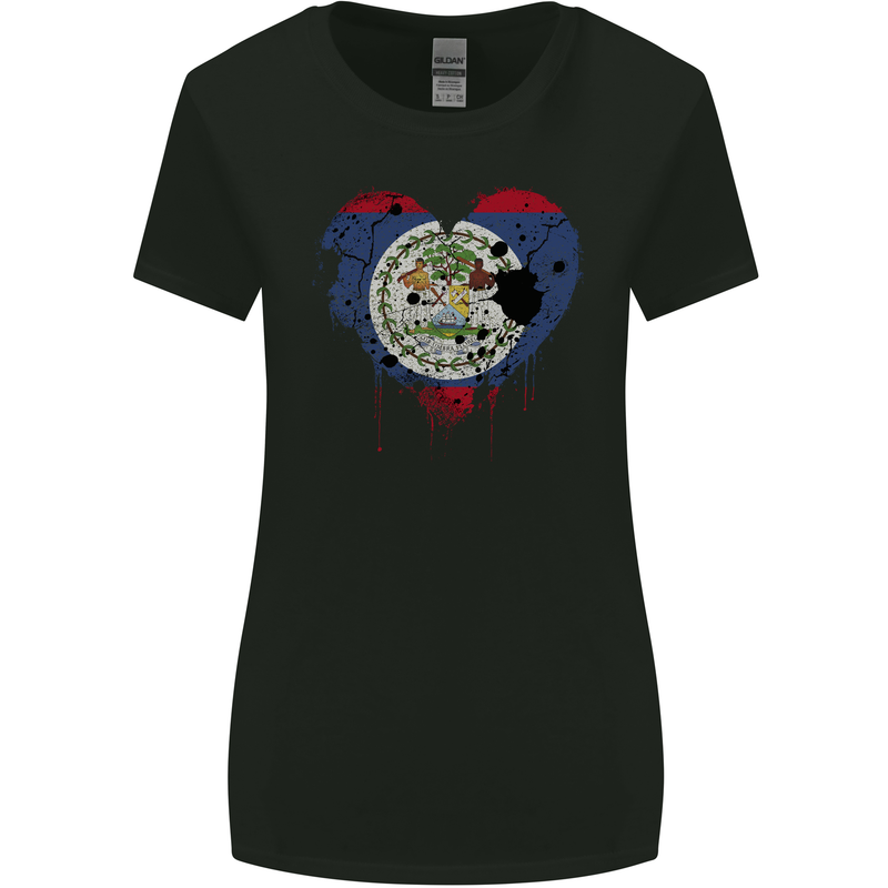 Love Belize Flag Belizean Day Football Womens Wider Cut T-Shirt Black