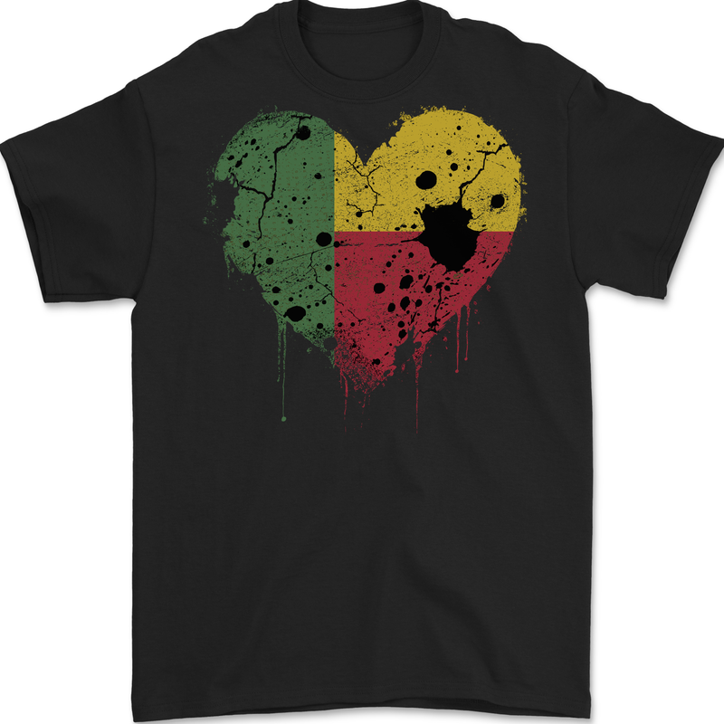 Love Benin Flag Beninese Day Football Mens Gildan Cotton T-Shirt Black