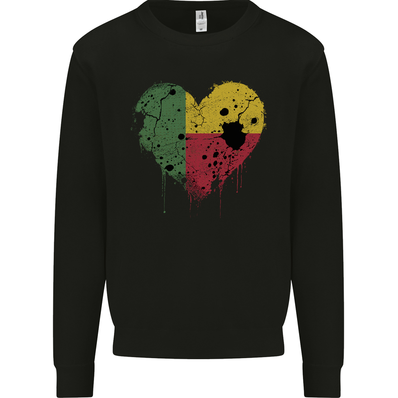 Love Benin Flag Beninese Day Football Mens Sweatshirt Jumper Black