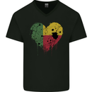 Love Benin Flag Beninese Day Football Mens V-Neck Cotton T-Shirt Black