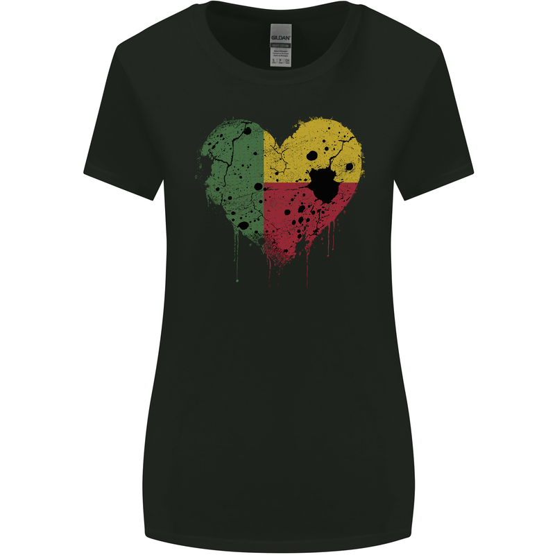 Love Benin Flag Beninese Day Football Womens Wider Cut T-Shirt Black