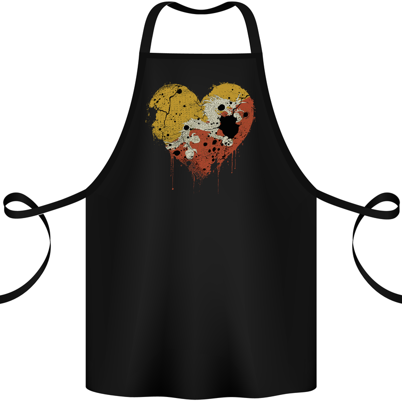 Love Bhutan Flag Bhutanese Day Football Cotton Apron 100% Organic Black