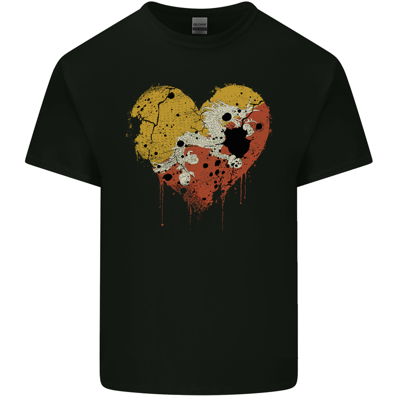 Love Bhutan Flag Bhutanese Day Football Mens Cotton T-Shirt Tee Top Black