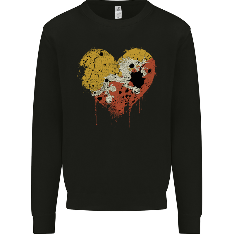 Love Bhutan Flag Bhutanese Day Football Mens Sweatshirt Jumper Black