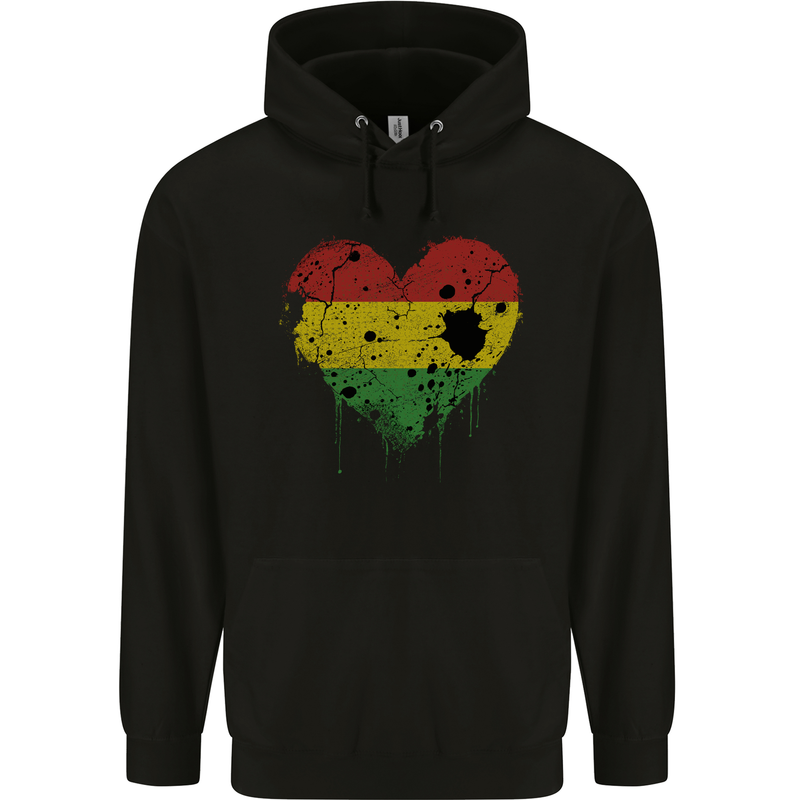 Love Bolivia Flag Bolivian Day Football Childrens Kids Hoodie Black